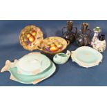 A collection of Shorter & Sons Fish plates comprising fish shaped serving dish, fish shaped lidded