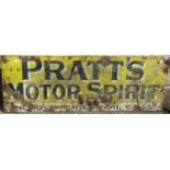A vintage enamel sign of rectangular form advertising Pratt's Motor Spirit, 132cm x 46cm