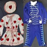 2 vintage child's fancy dress outfits comprising Queen of Hearts type tunic length 69cm with belt