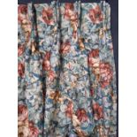 2 pairs of heavyweight curtains in different sizes, in a tapestry like floral print, lined and