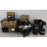 Olympus OMIN C/W Zuiko 50mm/f1.4, also Zuiko 50/f1.8 and 135/f2.8 and manufacturers boxes, etc