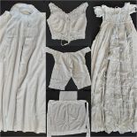 Collection of late 19th/early 20th century white cotton clothing including a night gown