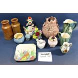 Mixed collection including a Doulton seven piece sandwich set, 19th century Staffordshire group
