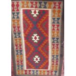 A Maimana kilim, with a colourful zigzag design. 153cm x 100cm