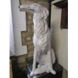 Ceramic figure of an Afghan hound in white colourway and of life-size, 100cm tall approx