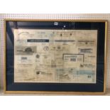 Four framed collections of letters and documents issued by banks and building societies, all in