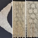 3 late 19th/early 20th century lace shawls, probably silk, including a small Maltese shawl and 2