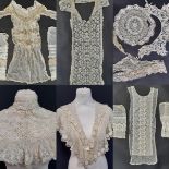 An interesting collection of late 19th century to Edwardian items of lace clothing including