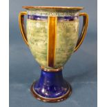A Doulton Lambeth tyg presented to Mr Stanley Laurence Calver by his colleagues at Lambeth on the
