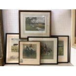Four equine themed prints and one other to include: two Lionel Edwards prints both pencil signed and