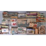 Large collection of vintage model aircraft, rail and boat kits including Airfix Fokker, Hawker