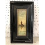 Maritime Scene With Sailboats (circa 19th Century), oil on porcelain plaque, signed indistinctly