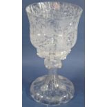A German 19th century etched glass centrepiece, 30.5cm high