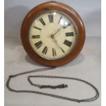 A mid-19th century timber dial clock with mahogany casework, painted dial and simple 30 hour