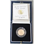 A 1997 gold proof half sovereign with box and certificate