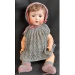 German bisque head character doll by Bahr & Pröschild circa 1920 with 5 piece composition body,