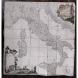 Antique hand coloured map of Italy backed with linen (1)