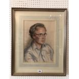Juliet Pannett (1911-2005), portrait of a gentleman wearing glasses, 1982, chalk and charcoal on