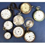 A miscellaneous collection of pocket watches, wristwatch straps and parts
