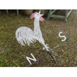 A painted iron and sheet steel weather vane with crowing cockerel finial, 90 cm high