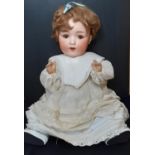 Early 20th century 'Dolly faced' bisque head character doll by Armand Marseille with 5 piece bent