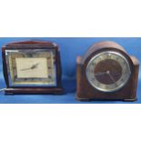 An Art Deco mantle clock in simulated tortoiseshell case with chrome bezel and rectangular dial