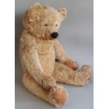 Large 1930's teddy bear by Chad Valley with jointed body, glass eyes, stitched nose, mouth and