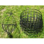 A set of four heavy gauge bow fronted wall mounted mangers/flower baskets 64 cm wide, together