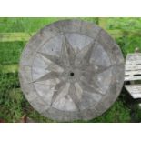 A decorative composite (simulated marble) garden star pattern circular table top 120 cm diameter