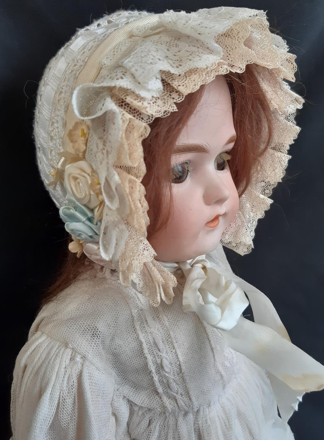 Early 20th century bisque head doll with jointed composition body, closing brown eyes, open mouth - Image 3 of 7