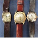 Ansa Super Automatic wristwatch (currently running) together with a vintage wristwatch with 9ct gold