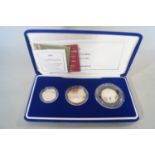 2003 silver proof Piedfort three coin collection - 10,000 copies, £2, £1 and 50p, case and documents