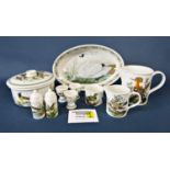 A collection of Portmeirion Birds of Britain china dinnerwares to include three lidded tureens/
