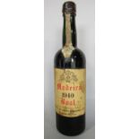 A bottle of Madeira 1940 Boal with waxed sealed cork, bottled in 1978.