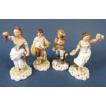 Four Royal Crown Derby figures depicting the seasons comprising Spring - a young woman with flowers,