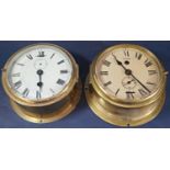 A Smiths Astral ships bulkhead clock in a brass case work and a further example