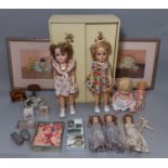 Collection of vintage dolls and accessories including 2 1950's 'Dress Me' dolls by Palitoy from '