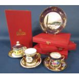 A collection of Spode commemorative cups and plates comprising The National Maritime Museum lidded