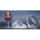 A Mats Jonasson crystal glass Sea Otter, engraved signature to base Mats Jonasson Sweden 3337, and