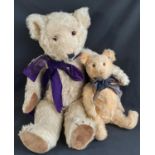 2 vintage Chiltern type teddy bears, both with pronounced muzzle, including a large blonde bear with