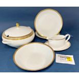 A collection of German dinnerware - Bareuther Waldassen white with gilded borders comprising