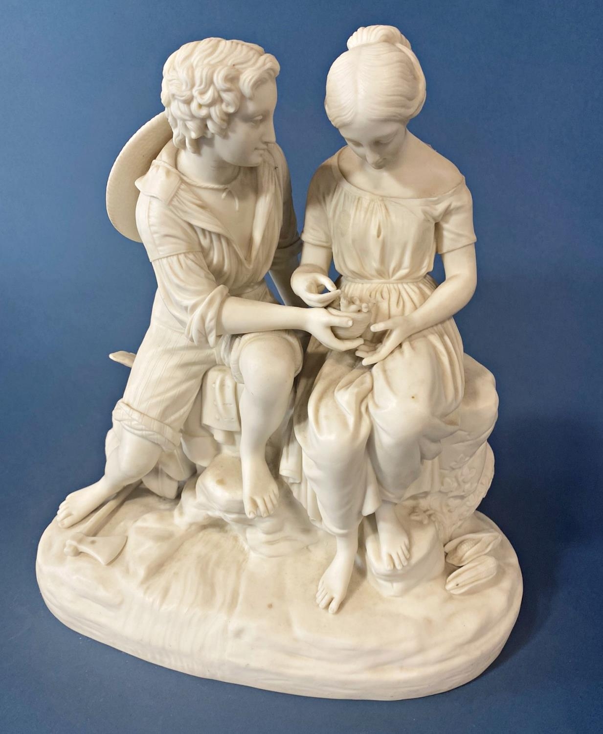 A 19th century Copeland Parian figure of Paul and Virginia, modelled by C Cumberworth