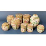 Group of 19th Century Chinese Canton famille rose and famille verte porcelain jars with covers to