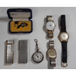 Mixed watches including Sekonda gents wristwatch, later 19th century silver fob watch with