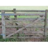 A weathered softwood five bar paddock gate with galvanised hinges (6ft wide)