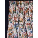 One pair curtains 'Animal Crackers' by Jane Churchill, lined with pencil pleat heading, pelmet and