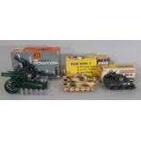 Britains model 18" Heavy Howitzer in original box with 6 shells together with boxed model tanks
