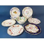 A collection of 19th century porcelain by H & R Daniell, including six floral plates, four further