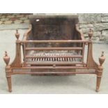 A good quality Georgian design fire basket with urn finials and tapered reeded supports, 90 cm