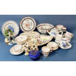 A mixed collection including Famille Rose bowl probably by Sampson, Wedgwood crescent shaped dish,